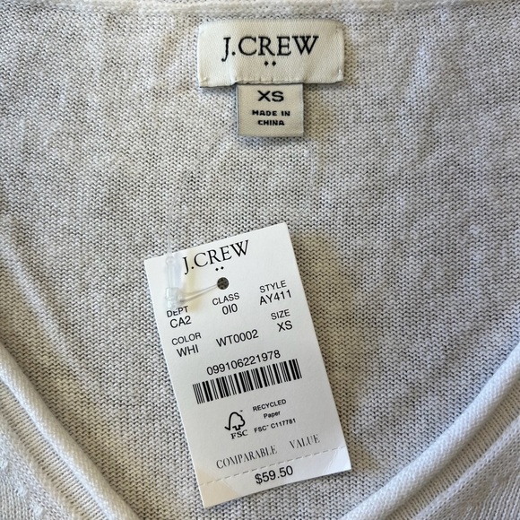 🆕 J.Crew linen blend White sweater SZ XS - Picture 3 of 6